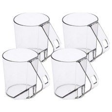 McLife 浴室倒掛牙刷架漱口杯, 透明, 4個