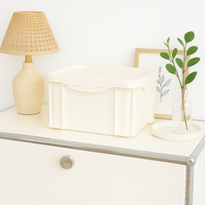 플라팜 국내 제조 탱크 밀폐 리빙박스, 아이보리, 1개