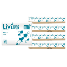 LIVI 優活 Essentials 柔拭紙巾, 雙層, 300抽, 30包, 4箱
