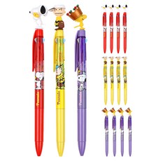 韓國 hM PLUS Peanuts 史努比公仔3色原子筆3入組 A款 0.5mm, 史努比手套, 查理, 糊塗塌客, 5套