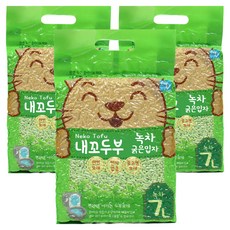 내꼬두부 응고형 고양이 모래, 7L, 3개, 녹차향