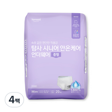 탐사 시니어 안온케어 언더웨어, 중형, 20매입, 4팩