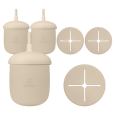 유비맘 유아용 실리콘 몽몽이 스낵 빨대컵, 220ml, 3개, 초코