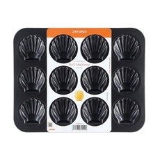 CHEFMADE 學廚 扁殼瑪德蓮烤盤 12連模 黑色, 1個