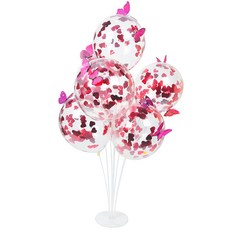 PARTYSHOW 愛心亮片派對氣球 70cm 2入+蝴蝶裝飾, 粉色（蝴蝶裝飾）, 2套