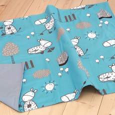 화모 순면 신생아 사계절 침대 방수패드, 블루망아지, 1개