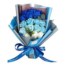 艾米購物18朵香皂花，漸層藍/灰色開窗，浪漫香氛，送禮首選