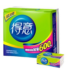 得意 抽取式衛生紙 150張, 12包, 1袋