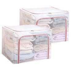 樂邦 雙開口PVC鋼架衣服收納箱 66L 50 x 40 x 33cm 藕粉色, 2個