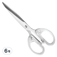바코젤 투명 손잡이 다용도 가위 16cm, 6개