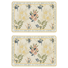 矽藻泥吸水桌墊 瀝水墊套裝 柔軟速乾隔熱防滑, 米白花卉, 1層, 2個