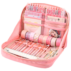 泰坦大容量鉛筆盒, 粉紅色, 1個