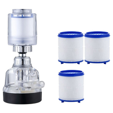 小麥購物 萬能接頭 萬向旋轉水龍頭濾水器 附濾芯 3個 L915, 1個