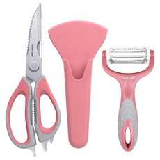 NEOFLAM 台灣原廠公司貨 廚房料理剪刀 + 削皮刀3件組, 剪刀 + 削皮刀 + 刀鞘, 丹麥粉, 1組