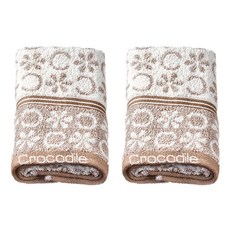 Crocodile 鱷魚 花物語提花毛巾 100%純棉 尺寸34x76cm 台灣製, 棕色, 2條