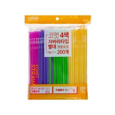 comet 獨立包裝塑膠可彎吸管, 200支, 1包