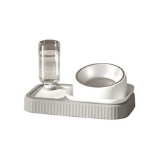 YOGiSSO 多功能三合一寵物碗，含自動飲水機、慢食設計, 灰色, 1組