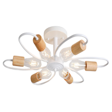 HONEY COMB 蜂巢燈飾 北歐工業風原木半吸頂燈六燈, KC2378-95