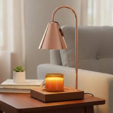 原木融蠟燈 定時+調光款 玫瑰金胡桃木 15*15*38cm, 玫瑰金色, 1個