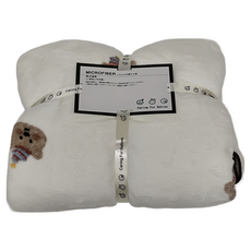 沐慕家居 珊瑚絨吸水毛巾和浴巾套組 毛巾35x80公分 浴巾90x160公分, 生日小熊, 1組