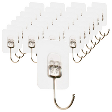 LIKEHOUSE 免鑽孔黏貼式掛鉤 20入, 2個, 半透明