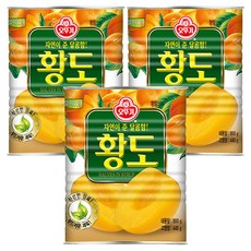오뚜기 황도 반절 통조림, 800g, 3개