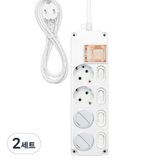 가가넷 포인트 메인 개별 16A 멀티탭 4구 + 안전커버 2p 세트, 화이트, 2세트, 1.5m
