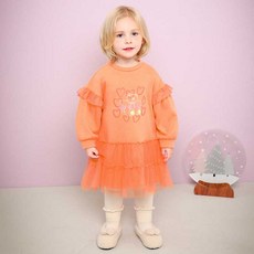 mollimelli 女童棉花糖刷毛荷葉邊紗裙洋裝