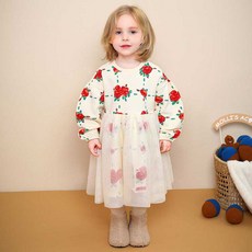mollimelli 女童Fleur氣球袖刷毛連身裙