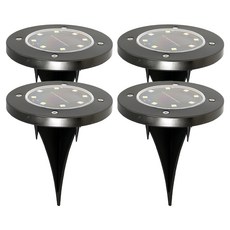 MIREU 崁入式LED太陽能草坪燈4件組, 黑色