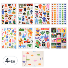 Dailylike Jelly Bear去除貼紙 8種組+信封, 混色, 4組