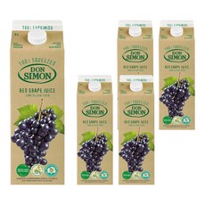 돈시몬 생과일 착즙 100% 적포도주스, 2L, 5개