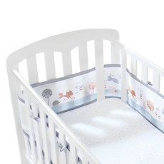 BreathableBaby 透氣嬰兒床圍 全包型 100%滌綸材質 長292cm/短幅226cm/高28cm 適用年齡0-3歲, 魔法森林 多色