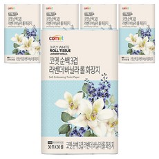 코멧 순백 3겹 라벤더 바닐라 롤화장지, 30m, 30개입, 5개