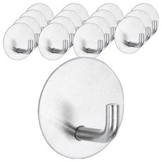Living Home Detail 強力黏著不鏽鋼圓形掛鉤 LHD-048, 銀色, 16個