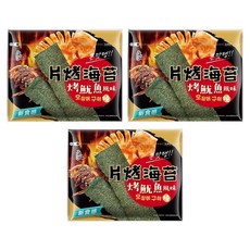良澔 片烤海苔 魷魚風味 甜辣風味 厚切爽脆, 32g, 3包