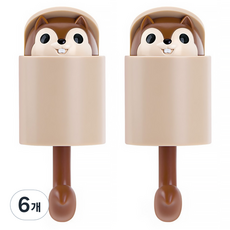 알럽홈 다람쥐 펀치 후크, 6개, 브라운