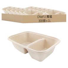 ONeFU 萬福 植纖雙格長方餐盒 1L, 6包, 50個