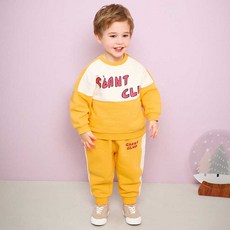 mollimelli 兒童Giant撞色刷毛上下套裝