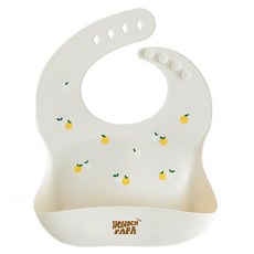 원더파파 아기 실리콘 이유식 턱받이, 아이보리 오렌지, 1매, 1개