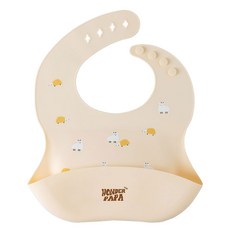 원더파파 아기 실리콘 이유식 턱받이, 크림 양떼, 1매, 1개