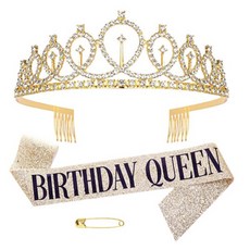 스타리움 생일 파티 파티 왕관 + 스트랩 세트, 골드, 1세트