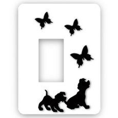 Homecoco 蓋式小狗蝴蝶開關蓋貼紙, 白色