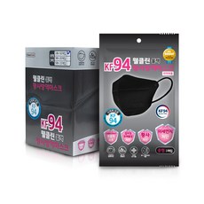 웰클린 황사방역 마스크 중형 KF94, 50개입, 1개, 블랙