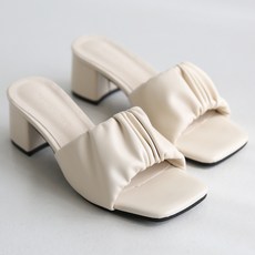 常客姐姐 女款 Moores 自然抓皺穆勒拖鞋 5cm, 米色, 225