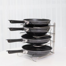 플러스업 스텐 프라이팬 거치 정리대, 4단