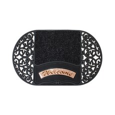 Lead home 鉛家豪華室內門墊橢圓形, 金色+黑色