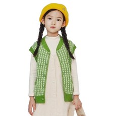 KANGOL KIDS 兒童鈕扣開襟格紋針織背心 OD 0003