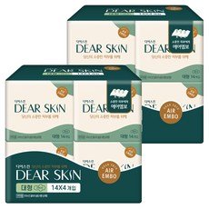 깨끗한나라 디어스킨 에어엠보 대형 생리대 날개형, 14개입, 8개