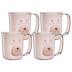 小熊鬍子浴室漱口杯 FREE, 粉紅色, 4個